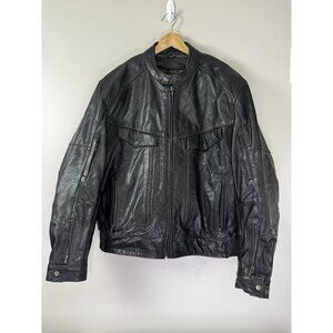 Xelement Men Brown Leather Motorcycle Jacket Heavy Armour XXL Padded Biker Lined